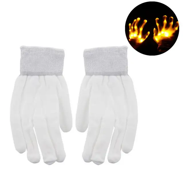 Svítící rukavice | party rukavice se světlem, styl kostra - 1 ks - žlutá