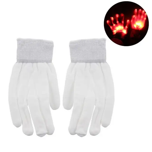 Svítící rukavice | party rukavice se světlem, styl kostra - 1 ks - červená