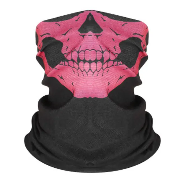 Venkovní sportovní šátek s maskou lebka na halloween - růžový