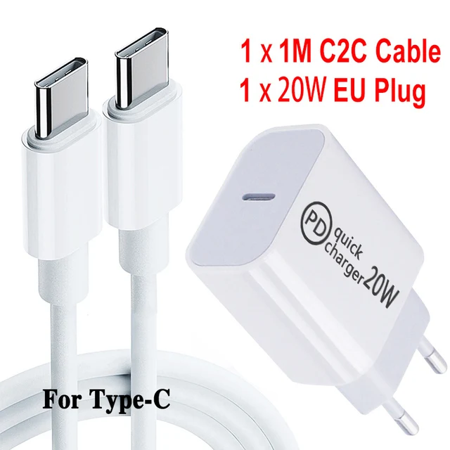Název: Rychlé nabíjení 20W PD nabíječka s USB-C kabelem - EU C2C
