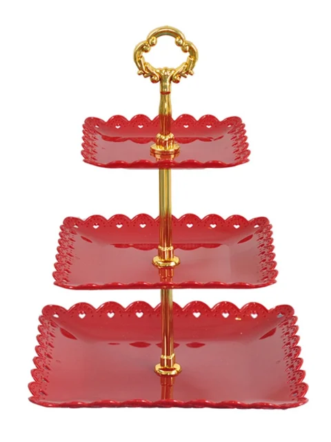 Elegantní stojan na dorty 3 patra pro oslavy - Červené
