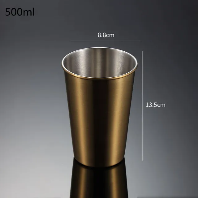 Nerezový pivní hrnek s kávovou sítkou - 500 ml zlaté, 401-500 ml