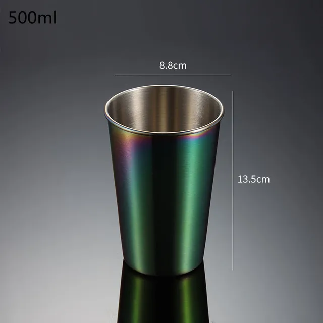 Nerezový pivní hrnek s kávovou sítkou - 500 ml barevné, 401-500 ml