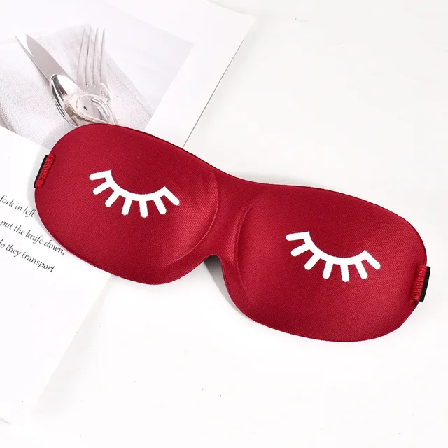 Spací maska 3D s hedvábným efektem na oči - Tmavě červená