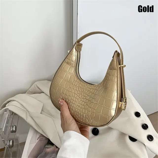 Dámská luxusní kožená kabelka - Zlatá