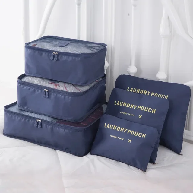 Sada cestovních organizérů do kufru | obaly na oblečení, 6 ks v balení - Tmavě modrá
