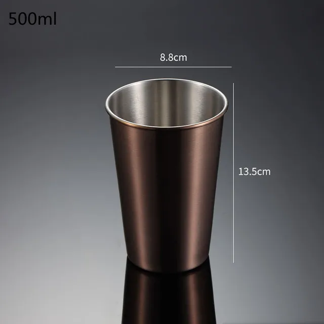 Nerezový pivní hrnek s kávovou sítkou - 500 ml Rose Gold, 401-500 ml
