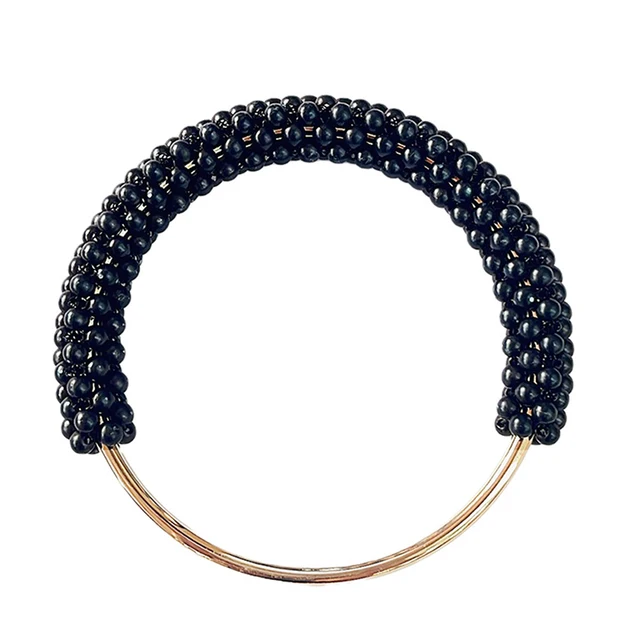 Trendy kabelka DIY s perlovými kroužky a barevnými korálky - Černá
