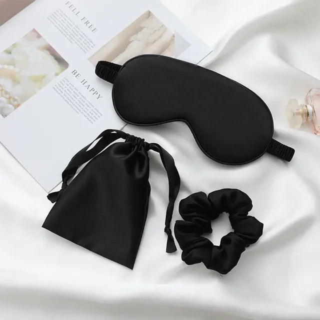 hedvábné oční masky na spánek pro ženy - Černá
