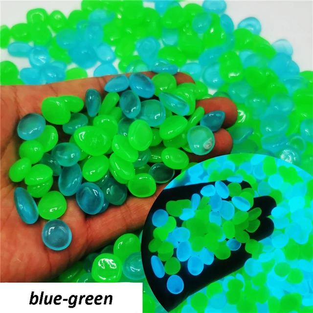 svítící kameny pro zahradu a akvária - 100 ks, Modrá zelená