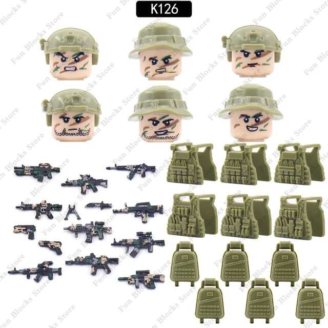 Vojenské figurky speciálních sil z 2. světové války | Styl Lego - 365016