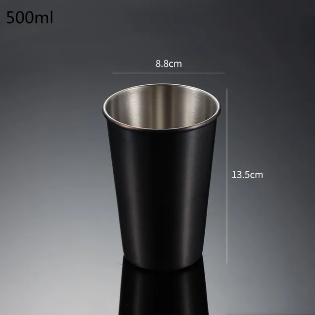 Nerezový pivní hrnek s kávovou sítkou - 500 ml černá, 401-500 ml