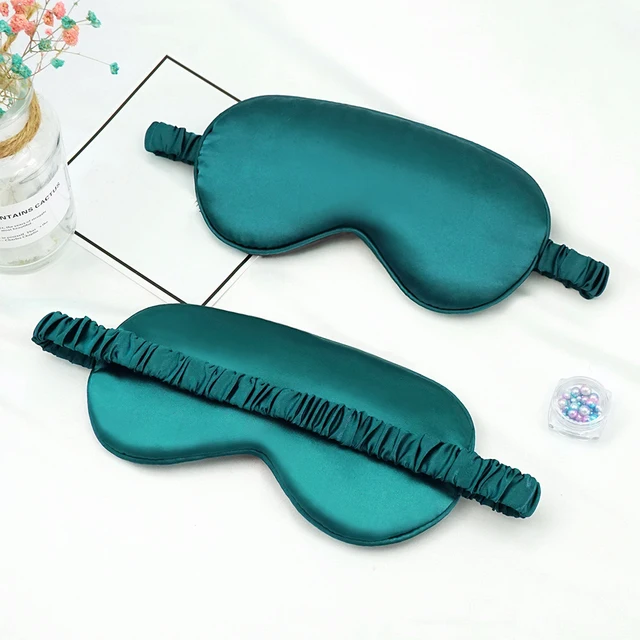 hedvábná maska na spaní pro pohodlný odpočinek - tmavozelený