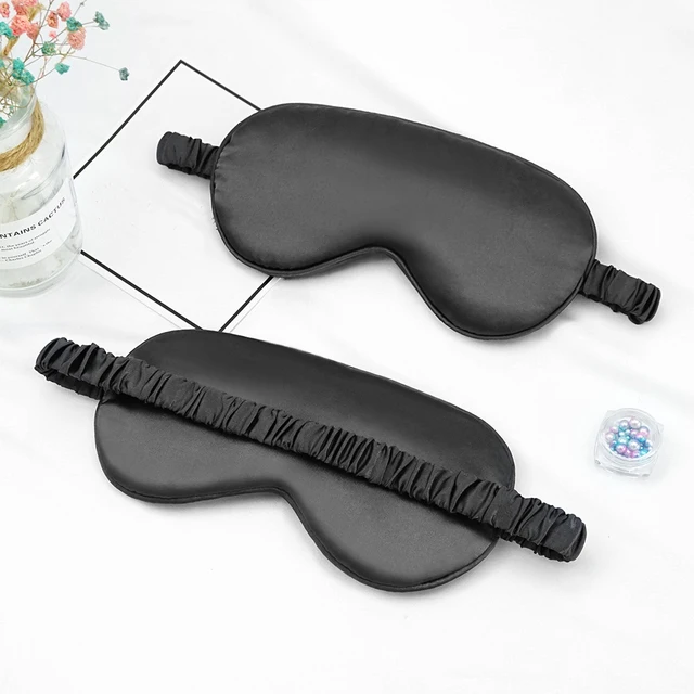 hedvábná maska na spaní pro pohodlný odpočinek - Černá
