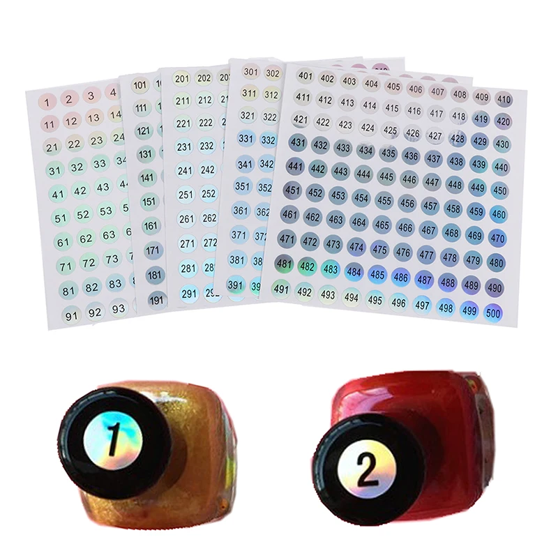 Samolepicí štítky na označení barev laků na nehty