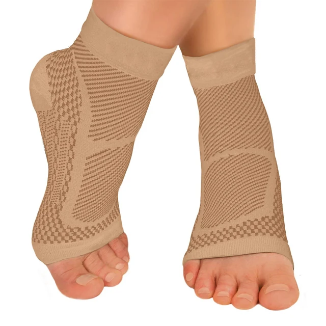 Kompresní ponožky na podporu kotníku s výztuhou - Béžová - 2ks, S M