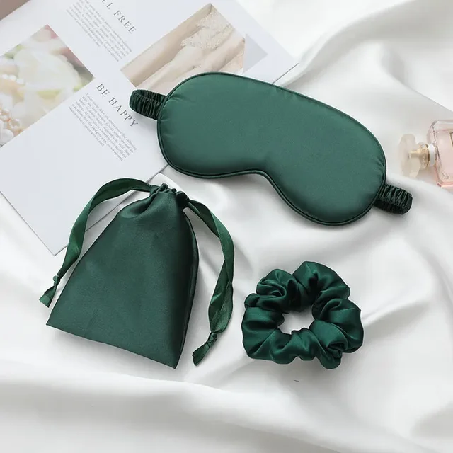 hedvábné oční masky na spánek pro ženy - Zelená