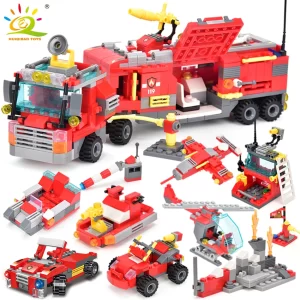 Herní stavebnice hasičské auto pro děti | styl lego | 678 dílků