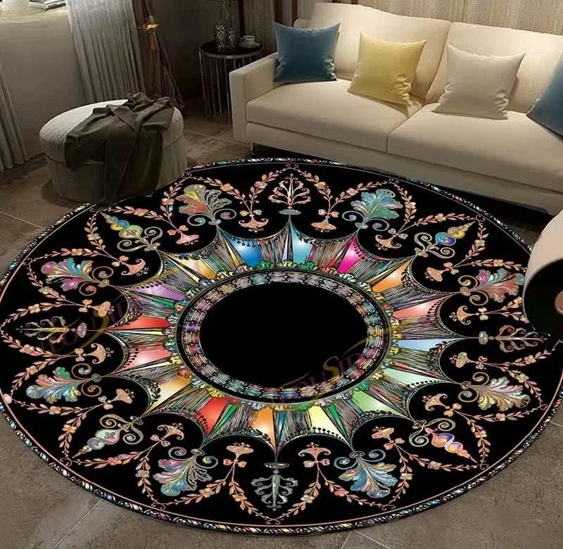Vintage mandala kulatý koberec do obýváku