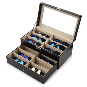 Organizér na brýle s víkem – kožený úložný box
