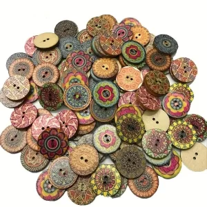 100 kusů barevných vintage knoflíků na šití | dekorativní potřeby 100 ks