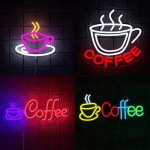 Stylový led neon na zeď do kávového koutku | světelná cedule, dekorace na zeď 6 ks