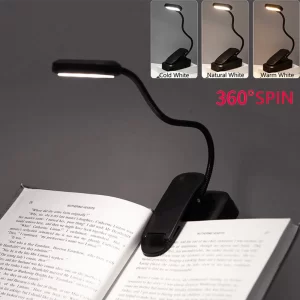 Přenosná led čtecí lampička na knihy s klipem | led světlo, stolní lampa