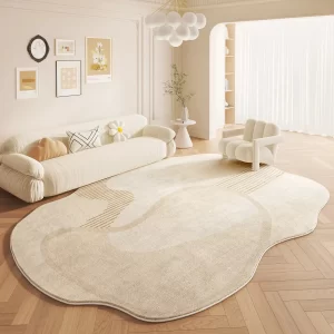 Luxusní krémový kusový koberec s vlnitým motivem | moderní podložka