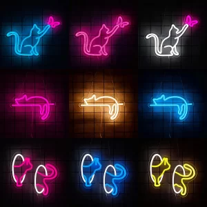 Led nápis kočka s motivem | neon osvětlení 6 ks