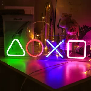 Led neonový nápis na zeď s herními motivy | herní osvětlení, světelná dekorace