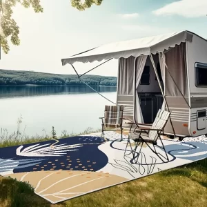 Moderní protiskluzový kusový koberec s tropickými motivy | designová předložka