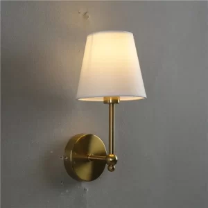 Retro nástěnná lampa do ložnice s textilním stínidlem | retro osvětlení, nástěnné svítidlo