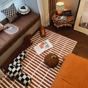 Moderní kusový koberec do obýváku s geometrickým motivem | retro designový kobereček, protiskluzová podložka