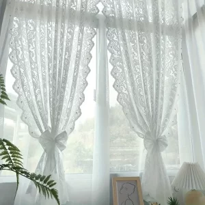 Elegantní průsvitné záclony ve venkovském stylu | venkovské dekorace
