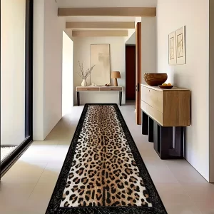 Vstupní rohož s leopardím vzorem do chodby | moderní koberec, čistící rohože vnitřní
