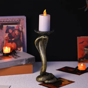 Gotický dekorativní svícen ve tvaru hada na stůl | halloweenská dekorace | bytový doplněk