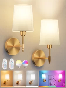 Wireless Rechargeable Battery-Powered Wall Light with 4000 Mah, Dimmable, Detachable Bulb and Remote Control, 15-Color Wireless Wall Lamp, Suitable for Bedroom, Living Room, Hallway Decoration