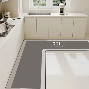 Savá protiskluzová kuchyňská předložka ve tvaru L | kobereček do kuchyně, podložka na podlahu