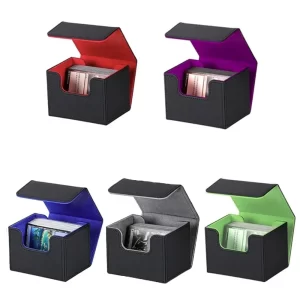 Prostorná krabička na karty z pu kůže | úložný box